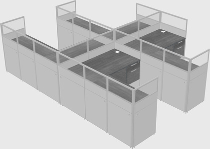 Shared l-shaped cubicle