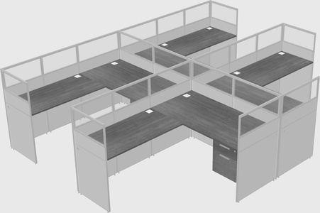 Shared l-shaped cubicle