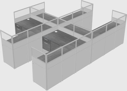 Shared l-shaped cubicle