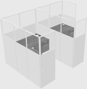 Shared l-shaped cubicle