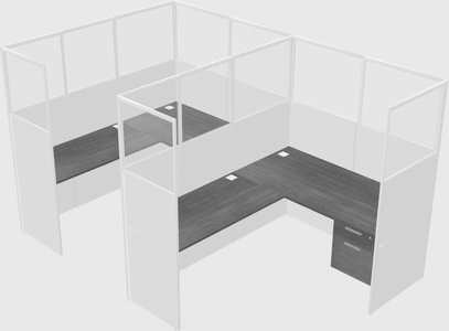 Shared l-shaped cubicle