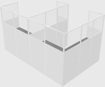 Shared l-shaped cubicle