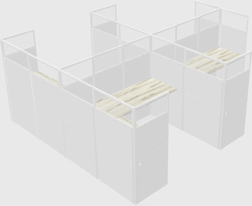 Shared l-shaped cubicle