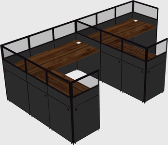 Shared l-shaped cubicle