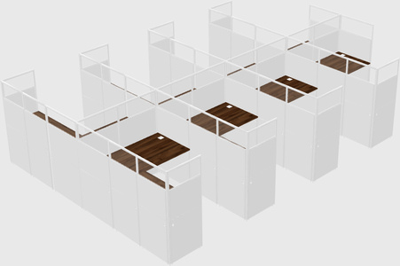 Shared l-shaped cubicle