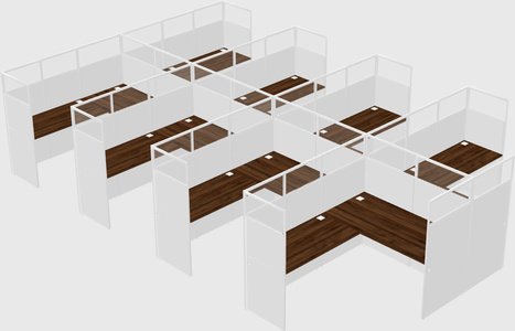 Shared l-shaped cubicle