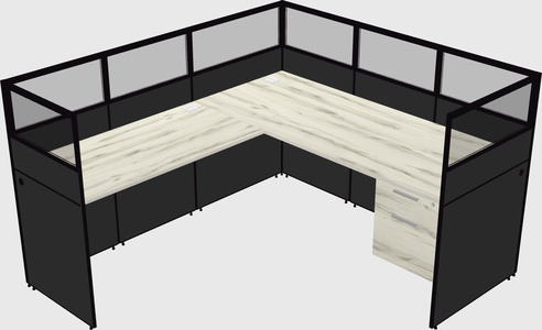 Shared l-shaped cubicle