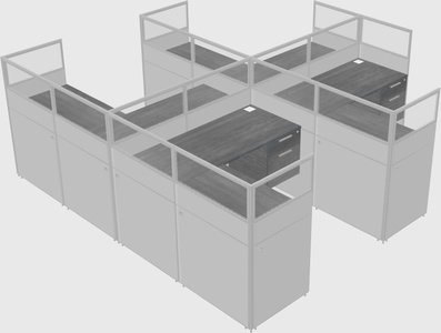 Shared l-shaped cubicle