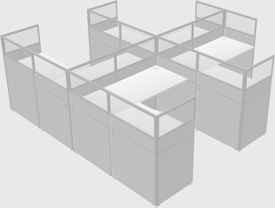 Shared l-shaped cubicle