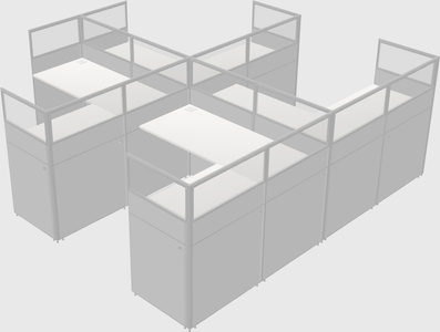Shared l-shaped cubicle