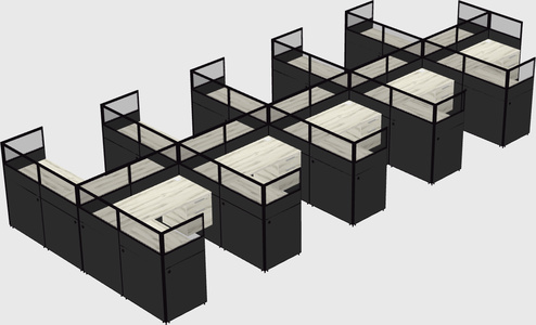 Shared l-shaped cubicle