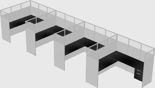 Shared l-shaped cubicle