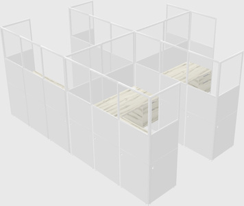 Shared l-shaped cubicle