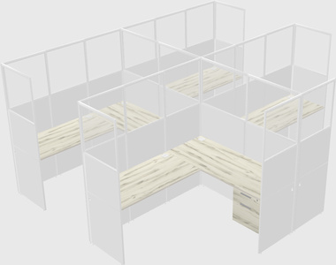 Shared l-shaped cubicle
