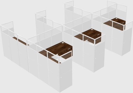 Shared l-shaped cubicle
