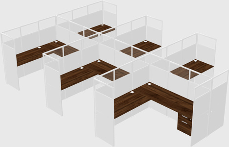 Shared l-shaped cubicle