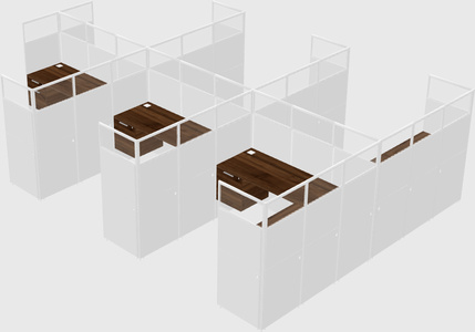 Shared l-shaped cubicle