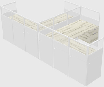 Shared l-shaped cubicle