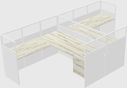Shared l-shaped cubicle
