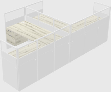 Shared l-shaped cubicle