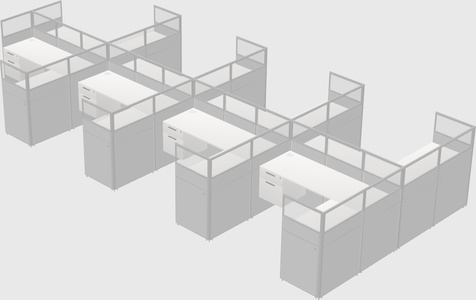 Shared l-shaped cubicle