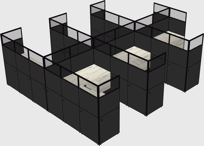 Shared l-shaped cubicle
