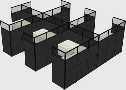 Shared l-shaped cubicle