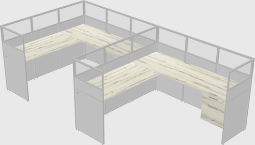 Shared l-shaped cubicle