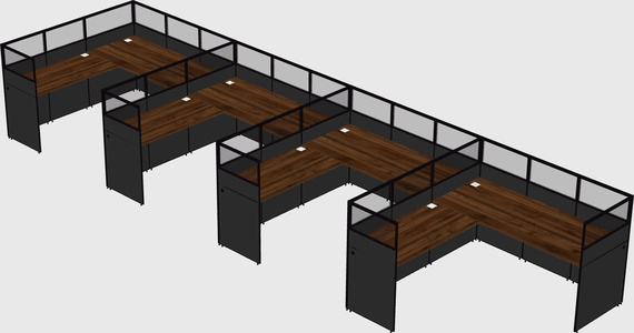 Shared l-shaped cubicle
