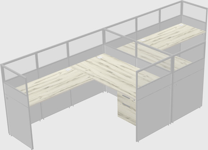 Shared l-shaped cubicle