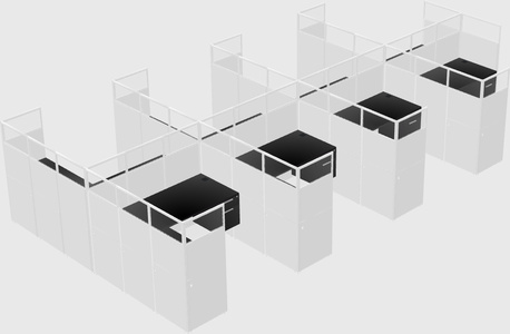 Shared l-shaped cubicle