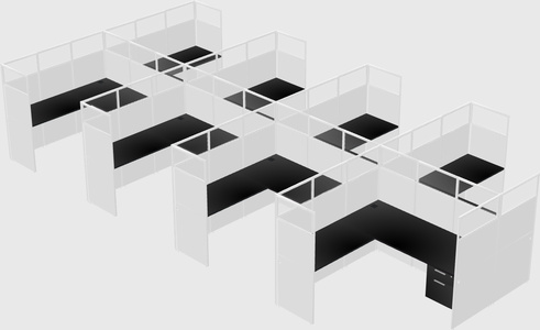 Shared l-shaped cubicle
