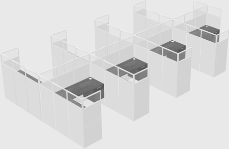 Shared l-shaped cubicle