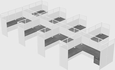Shared l-shaped cubicle