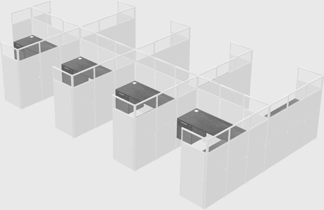 Shared l-shaped cubicle