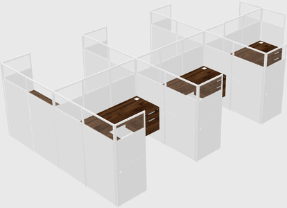 Shared l-shaped cubicle