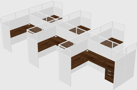 Shared l-shaped cubicle