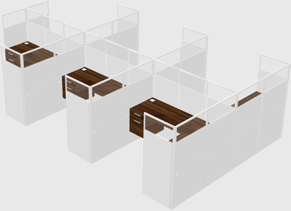 Shared l-shaped cubicle