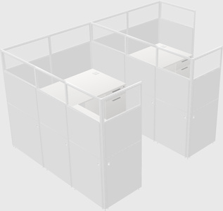Shared l-shaped cubicle