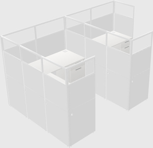Shared l-shaped cubicle