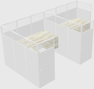 Shared l-shaped cubicle