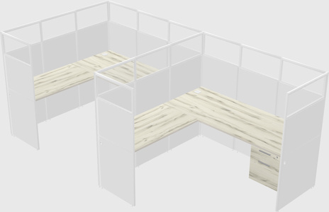 Shared l-shaped cubicle