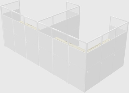 Shared l-shaped cubicle
