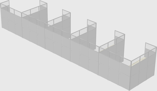 Shared l-shaped cubicle