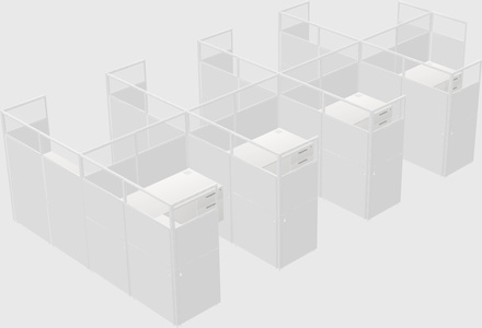 Shared l-shaped cubicle