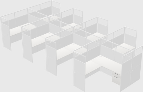 Shared l-shaped cubicle