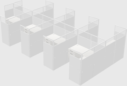 Shared l-shaped cubicle