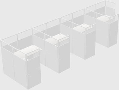 Shared l-shaped cubicle