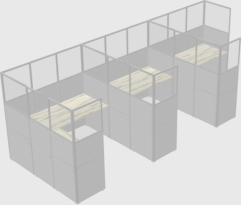 Shared l-shaped cubicle