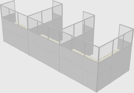Shared l-shaped cubicle